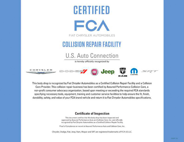 Certified FCA Collision Repair Center